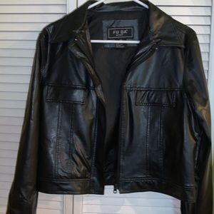 FU DA sport vintage faux leather jacket